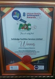 Award as a sign of Facility company  that delivers quality services at all times.